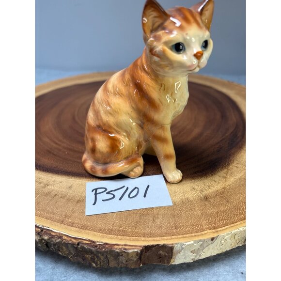 Vintage Ceramic Tabby Cat Figurine By Brinn's T195 Hand-Painted 6" 1950s Decor M - Picture 7 of 7